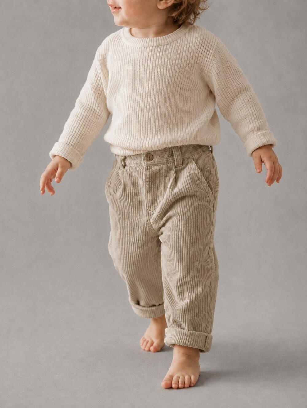 Vintage Baby Gap Beige Corduroy Cuffed Pants Toddler Size 18 - 24 Months